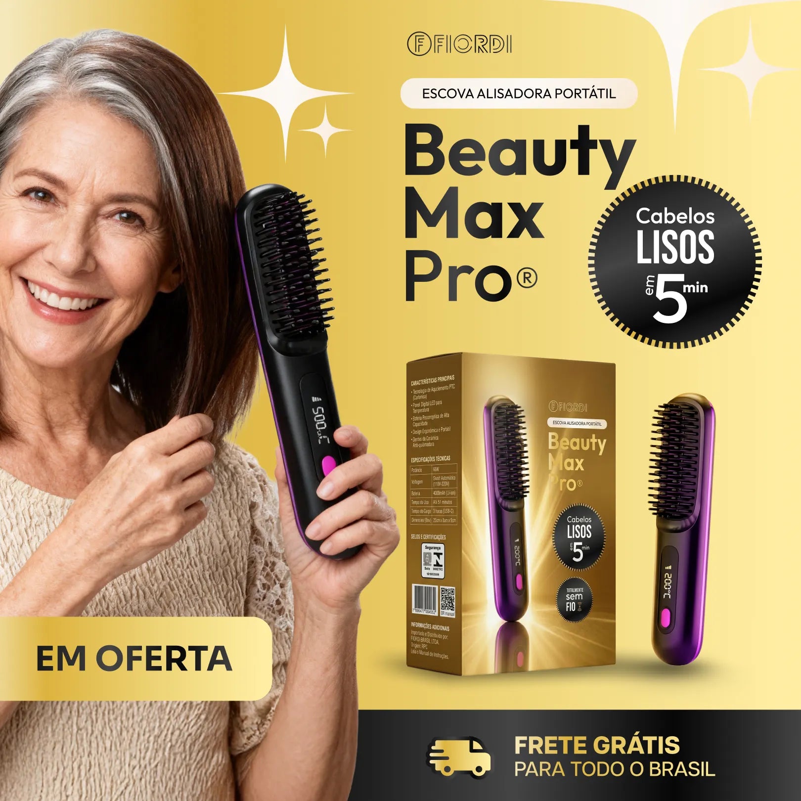 Escova Alisadora Portátil - BeautyMax Pro®