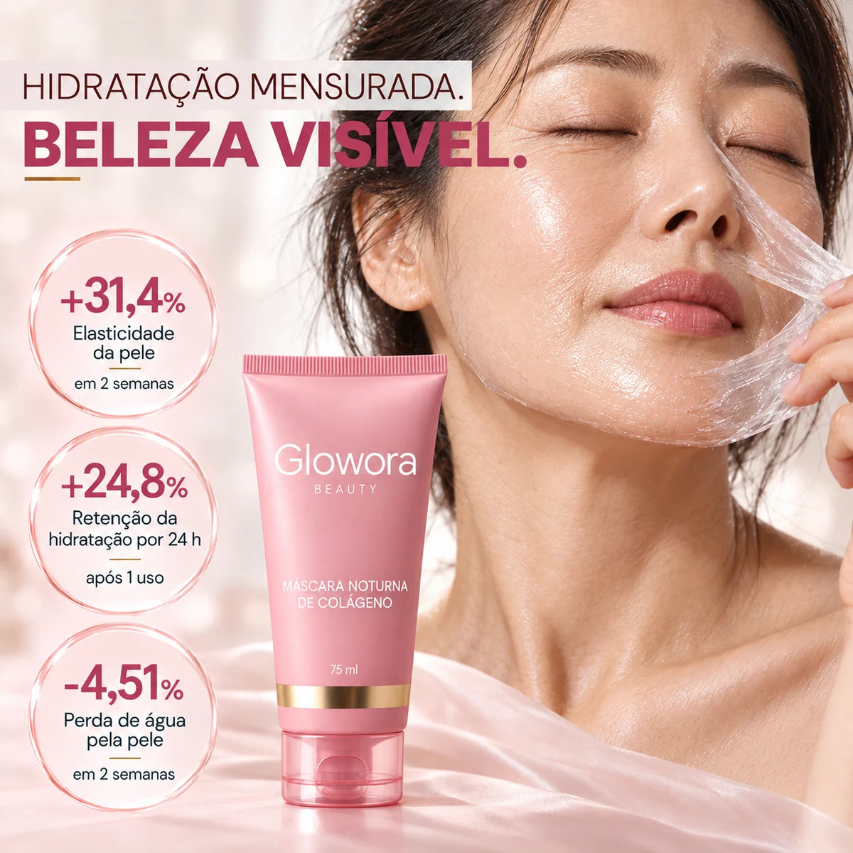 Glowora™ | Máscara Noturna de Bio-Colágeno