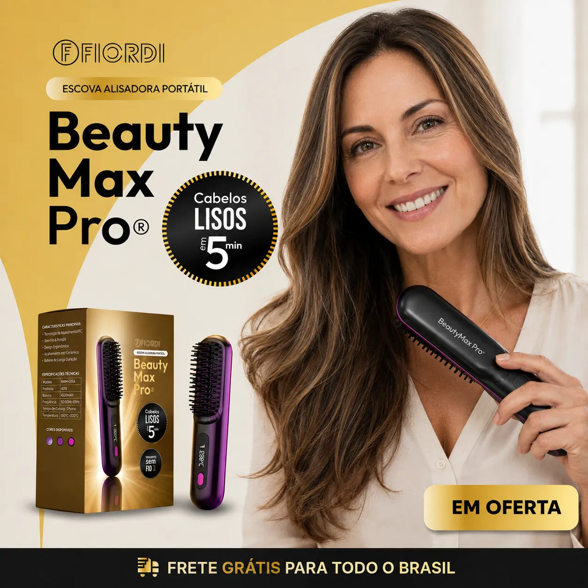 Escova Alisadora Portátil - BeautyMax Pro™