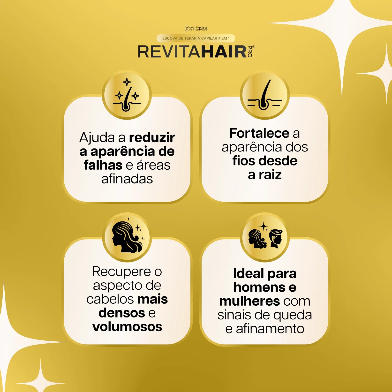 Escova de Terapia Capilar 4 em 1 - RevitaHair Pro™