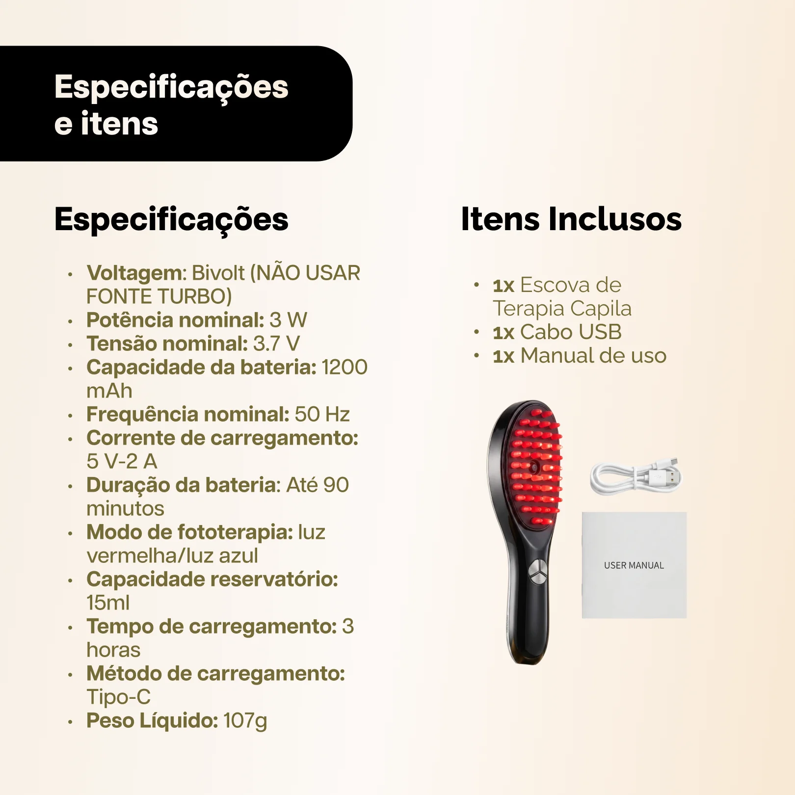 Escova de Terapia Capilar 4 em 1 - RevitaHair Pro™